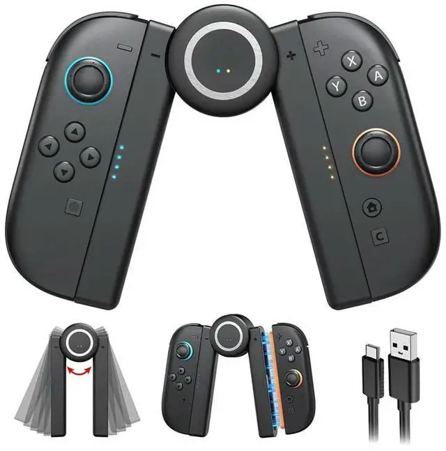 Alt view image 2 of 4 - For Joycon 2 Charging Grip For Nintendo Switch 2,Magnetic Handle Grip Controller With 5 Adjustable Rotation Positi