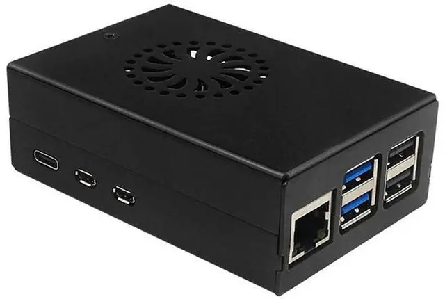 Alt view image 3 of 4 - For Raspberry Pi 5 Aluminum Alloy Shell Active And Passive Cooling Radiator Enclosure Metal Case For Rpi 5