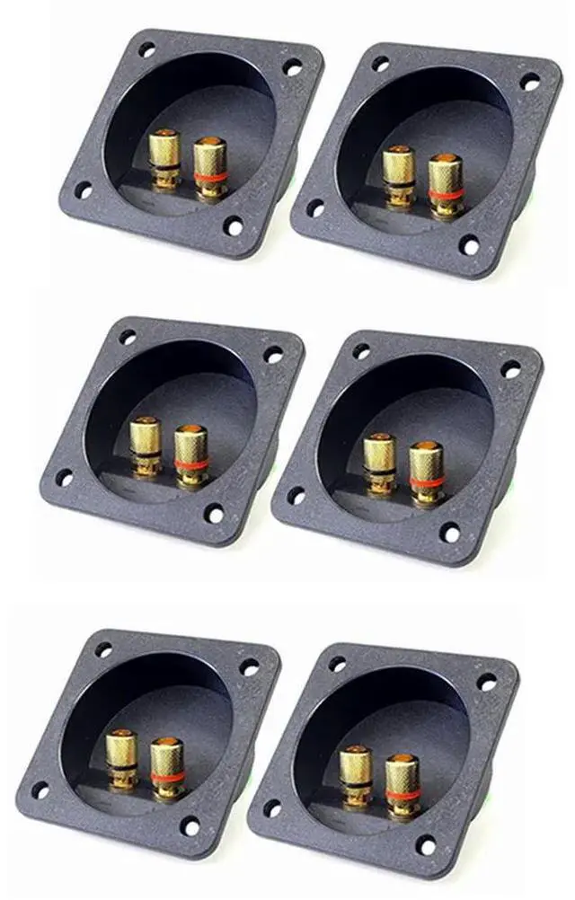 Main image of DIY Home Car Stereo Screw Cup Connectors Subwoofer Plugs 2-Way Speaker Box Terminal Binding Post, 6 Pcs Black