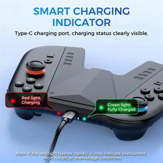Alt view image 2 of 4 - Charging Grip For Nintendo Switch 2-Play While Charging Case With Charging Indicator And Overcharge Protection