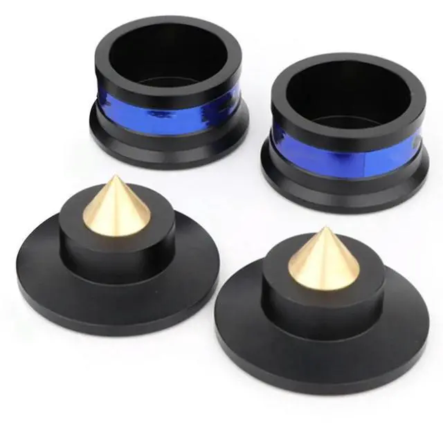 Alt view image 2 of 4 - 2X Speaker Isolation Spikes Speaker Base Pads With Non-Slip Base Pad Aluminium Anti-Vibration For Turntable Amplif