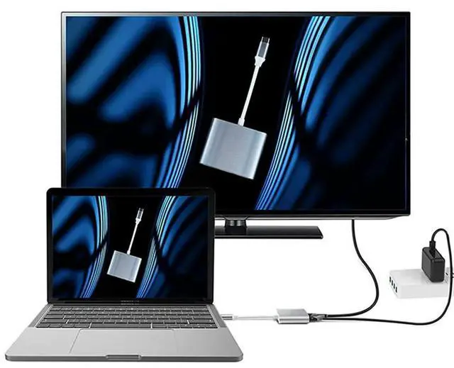 Main image of 2X Type-C Adapter Cable Converter For  USB-C Digital AV Multiport Adapter MJ1K2AM/A  And USB FW3