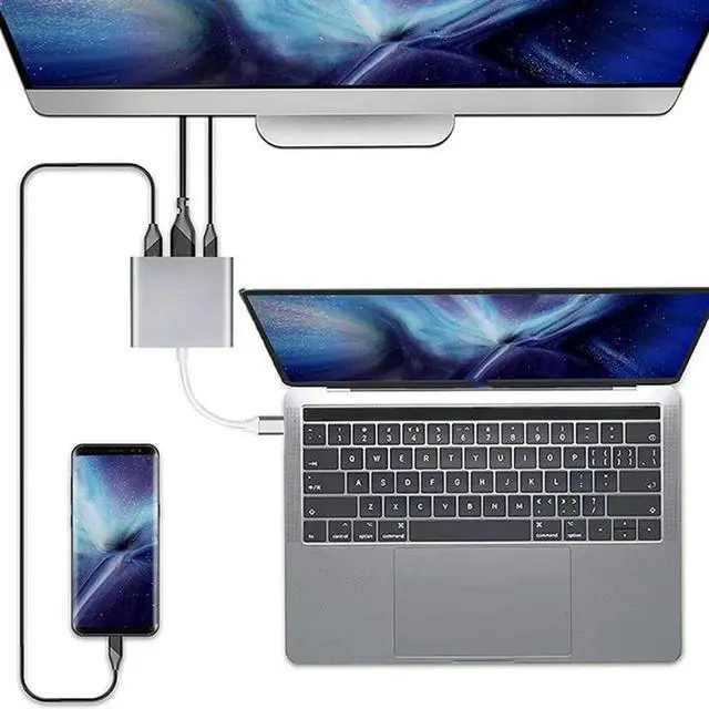 Alt view image 4 of 4 - 2X Type-C Adapter Cable Converter For  USB-C Digital AV Multiport Adapter MJ1K2AM/A  And USB FW3