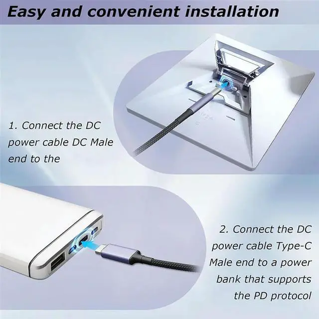 Main image of 2X For Starlink Mini Type C To DC Power Cable Support 140W USB C Charging Cable For Starlink & Mobile Power Bank 1