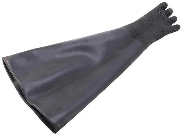 Alt view image 4 of 4 - Rubber Black Sandblaster Gloves Stripe Abrasive Sand Blasting Gloves for Blasting Cabinet 65x30cm