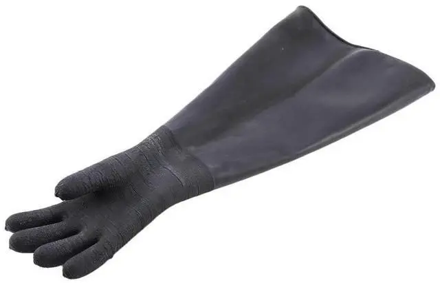 Alt view image 3 of 4 - Rubber Black Sandblaster Gloves Stripe Abrasive Sand Blasting Gloves for Blasting Cabinet 65x30cm