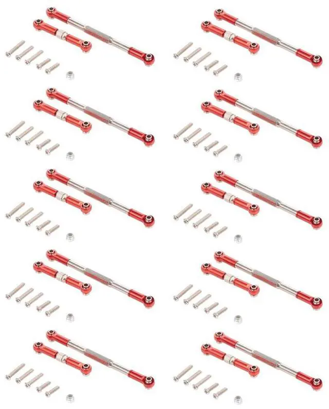 Main image of 20X RC Steering Rod CNC Machining Aluminum Alloy Steering Linkage Rod Set For WPL 1608T,Red