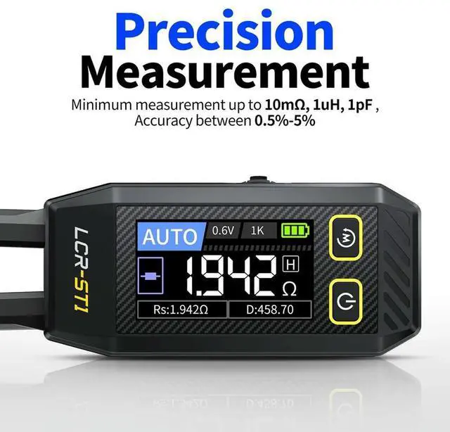 Alt view image 3 of 4 - FNIRSI LCR-ST1 10KHz LCR Meter Tweezer, Mini Smart SMD Tester, Auto Component Recognition Electronic Component Analyze