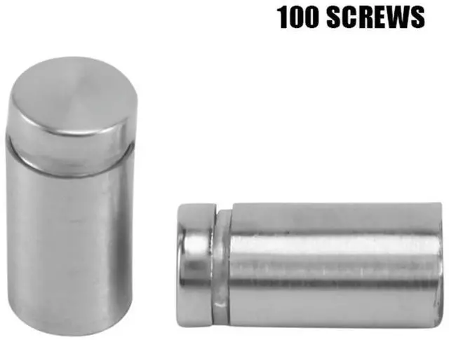 Main image of 100 Pack Sign Standoff Screws Advertising Screws Stainless Steel Wall Standoff Mounts Glass Acrylic Nail (1/2 x 1 Inch)