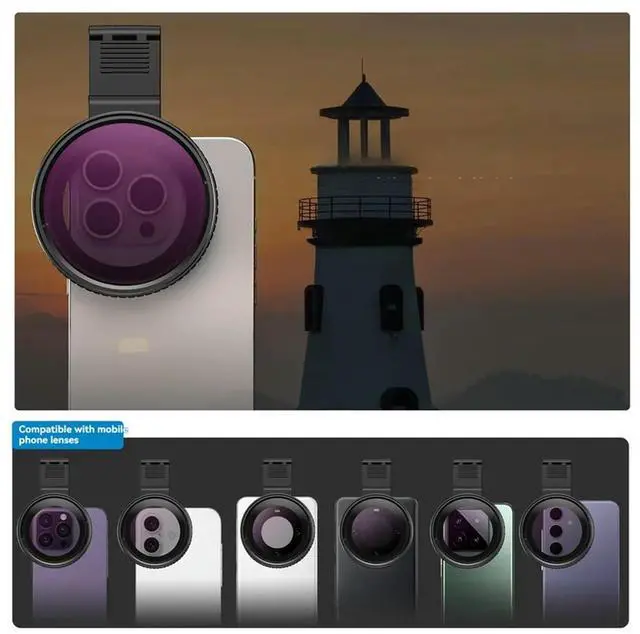 Alt view image 4 of 7 - 67Mm ND2-ND400 Filter Universal Phone Clip With Threaded Adapter Ring Cold Shoe For 16 15 Galaxy S24