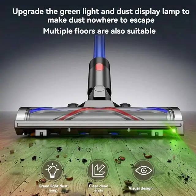 Alt view image 2 of 4 - For V7 V8 V10 V11 V15 Vacuum Attachment for Hardwood Floor Carpet V Shape Bristle Roller Brush with LED Lights