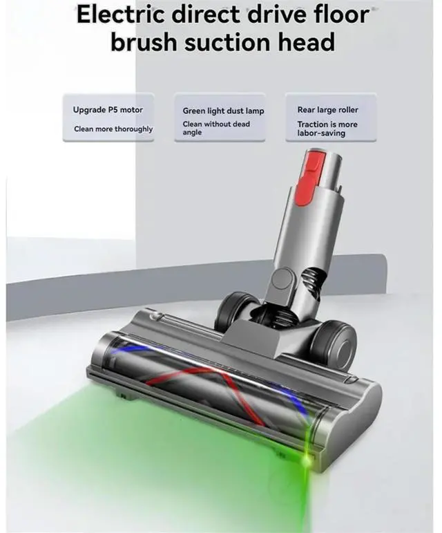 Alt view image 3 of 4 - For V7 V8 V10 V11 V15 Vacuum Attachment for Hardwood Floor Carpet V Shape Bristle Roller Brush with LED Lights