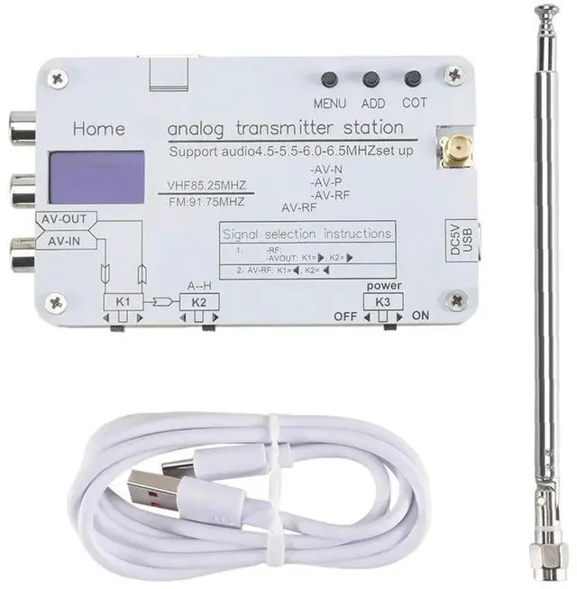 Alt view image 3 of 4 - For Hamgeek White Analog TV Transmitter Home Analog TV Transmitter With OLED Display Supports Global
