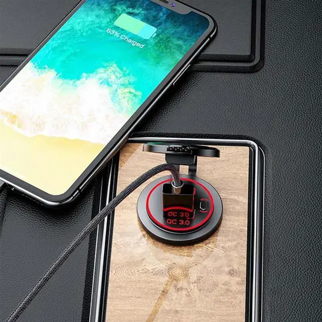 Alt view image 2 of 4 - 3X PD Type C USB Car Charger And QC 3.0 Quick Charger 12V Power Outlet Socket With ON/Off Switch Red