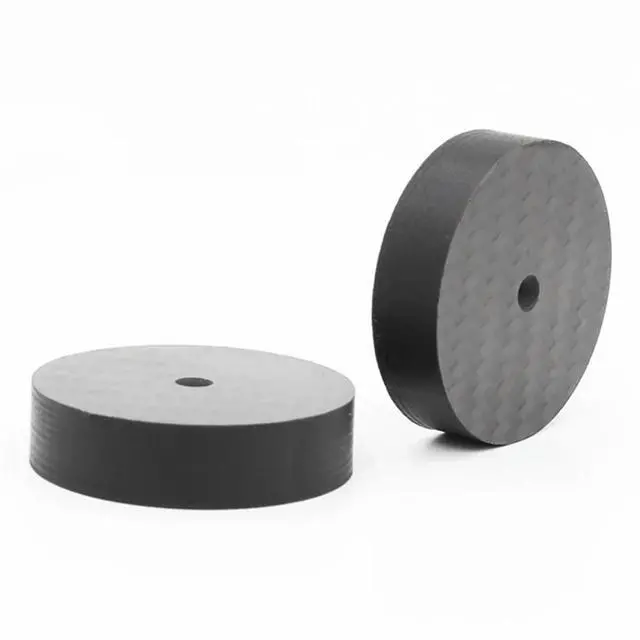 Alt view image 3 of 4 - 6X Carbon Fiber Speaker Isolation 40X10mm Spikes Base Pad Speaker Stand Feet Hifi AMP Speaker Pad