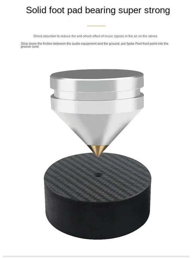 Alt view image 4 of 4 - 6X Carbon Fiber Speaker Isolation 40X10mm Spikes Base Pad Speaker Stand Feet Hifi AMP Speaker Pad