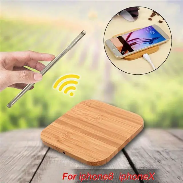 Alt view image 3 of 4 - 3X For Qi Wireless Charger Charging Slim Wood Pad For 8/8 Plus/X Smart Phone Wireless Charger
