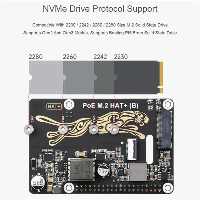 Alt view image 4 of 4 - Raspberry Pi 5 Pcie To M. 2 With Poe HAT(B) M. 2 Solid State Drive Supports Nvme Protocol Read Write
