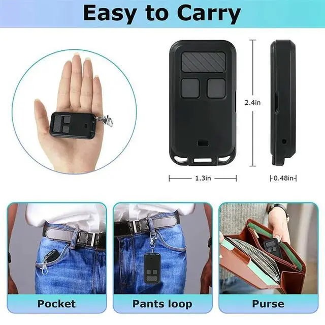 Alt view image 3 of 4 - 4PCS Garage Door Opener Remote Control For Lift890Max, Garage Door Remote Control 3-Button Mini Key Chain