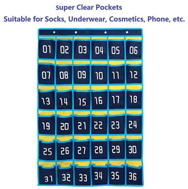 Alt view image 2 of 4 - 2X 36 Numbered Pockets Chart Cell Phone Storage Bag Hanging Organizer For Classroom Mobile Phone Calculator Holder