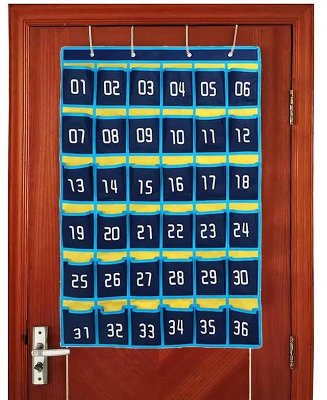 Alt view image 4 of 4 - 2X 36 Numbered Pockets Chart Cell Phone Storage Bag Hanging Organizer For Classroom Mobile Phone Calculator Holder