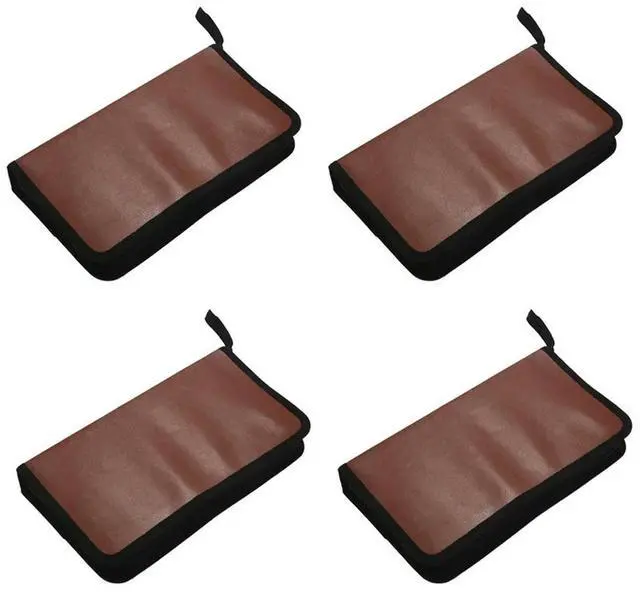 Main image of 4X 80-Discs Portable Leather Storage Bag Zippered Storage Case For CD DVD Hard Disk Album - Brown