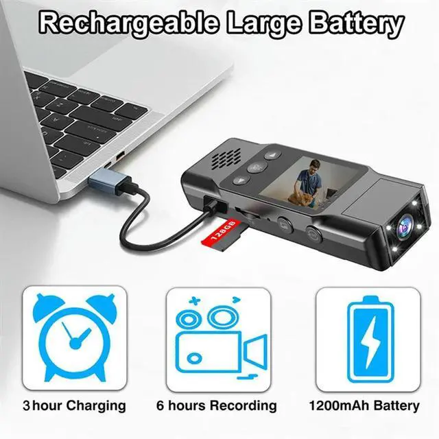 Alt view image 3 of 4 - Car Recorder 4K HD 1080P Mini Camera Portable Handheld Back Clip Smart Sports DV Law