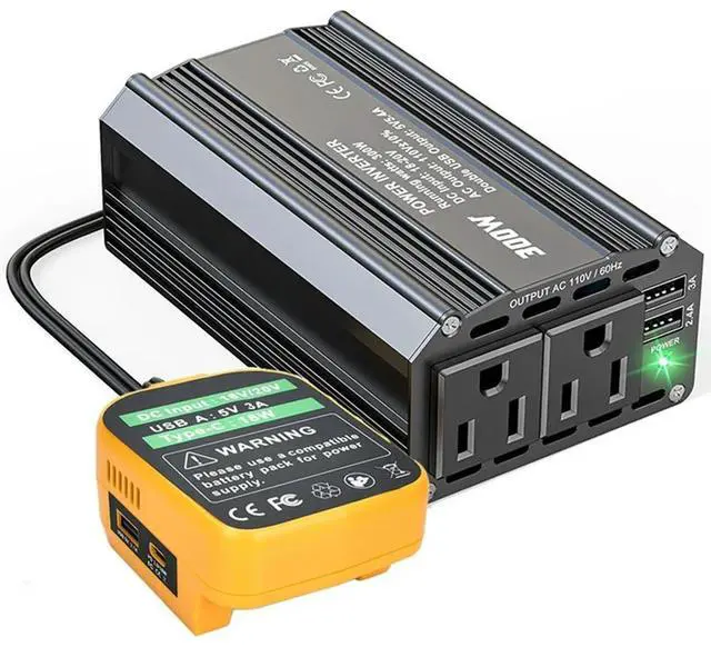 Alt view image 2 of 4 - 300W Power Inverter For  20V Inverter DC Charger Adapter With 2 AC Outlet & 2 USB Ports For
