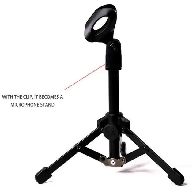 Alt view image 2 of 4 - 4X Foldable Tripod Desktop Microphone Stand Holder For Podcasts, Online Chat, Conferences, Lectures,Meetings, And