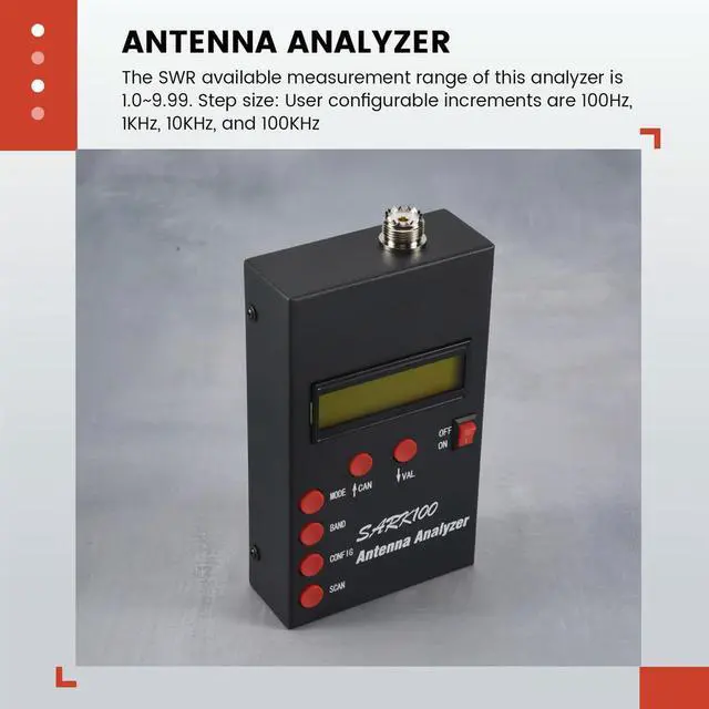 Alt view image 4 of 7 - SARK100 Antenna Analyzer Meter 1-60MHz Shortwave SWR Antenna Analyzer with 1.0 to 9.99 SWR Usable Measurement Range