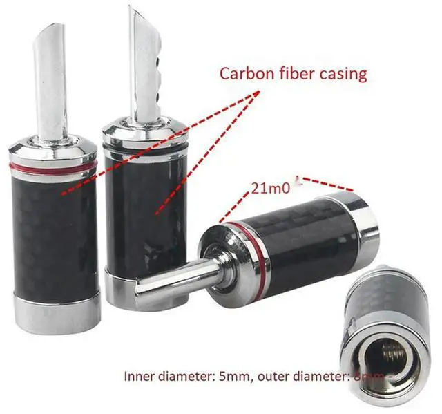 Alt view image 4 of 7 - 40Pcs Banana Plugs Hi-End HIFI DIY Carbon Fiber Copper Plated Rhodium Electrical Audio Jack Banana Connector