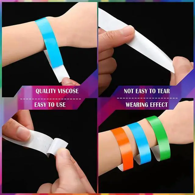 Main image of 3000Pcs Waterproof Hand Bands Neon Wrist Bands For Events Concert Wristbands Adhesive Wristbands For Party