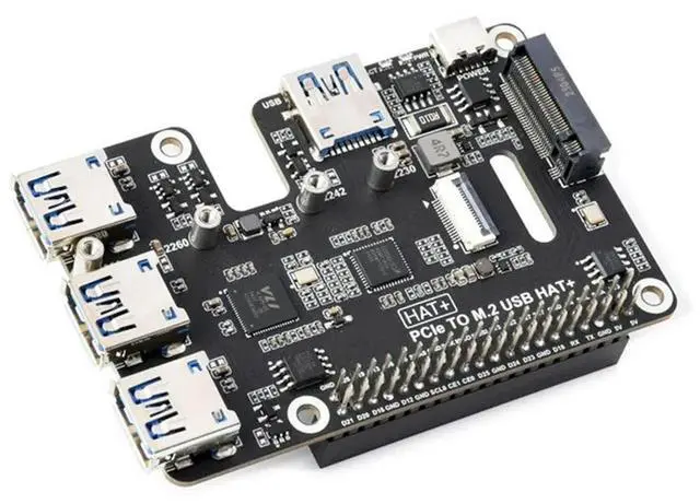 Alt view image 3 of 4 - Pcie To M.2 USB HAT+ For Raspberry Pi 5 Supports Nvme Protocol Solid State Drive Expands 4-Ch USB 3.2 Port