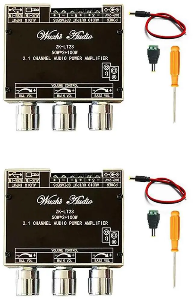 Main image of 2X ZK-LT23 Bluetooth Audio Amplifier Board With DC Cable 2.1 Channel 50Wx2+100W Subwoofer TWS True Wireless Audio