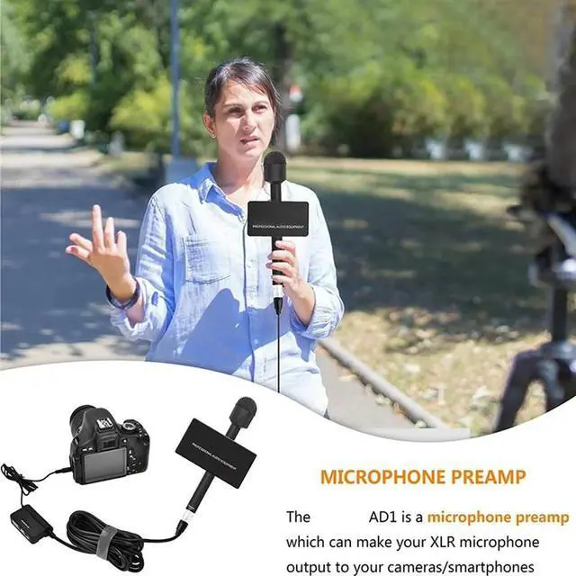 Alt view image 4 of 7 - XLR To 3.5Mm Microphone Preamp Amplifier LINKFLEX AD1 Audio Adapter For Smartphone DSLR Cameras Camcorders