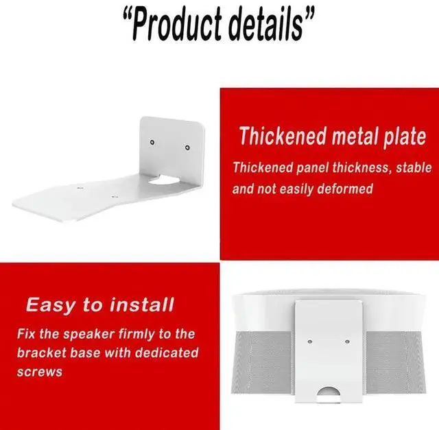 Alt view image 2 of 4 - 2X Wall Mount Metal Stand For Sonos Era 300 Audio Bedroom Wall Storage Holder Organizer Rack Smart Speaker Bracket