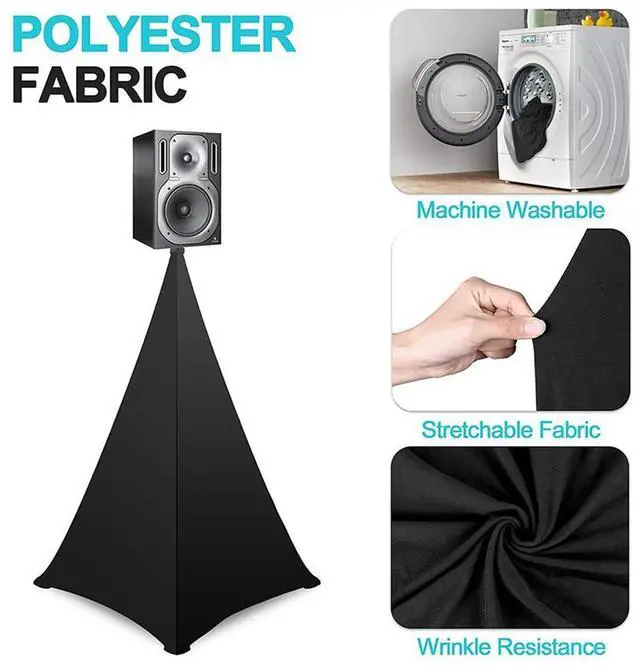 Main image of 4X Speaker Stand Cover, DJ Speaker Stand Tripod Scrim Skirt With Carry Bag, 360 Degree Black Cover For Wedding,Sta