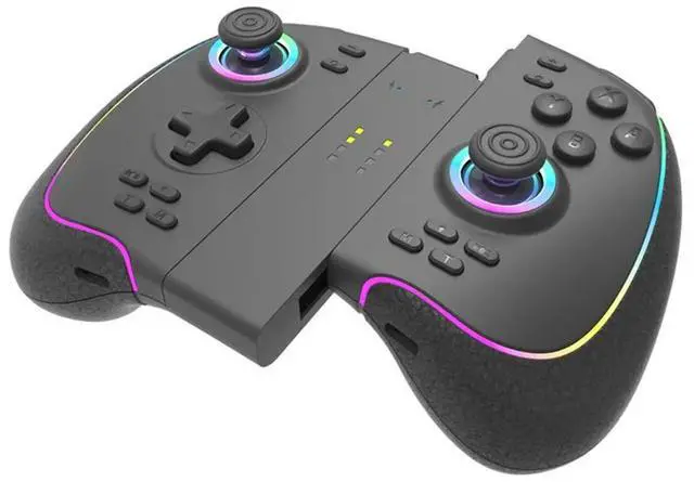 Alt view image 3 of 4 - Programmable RGB Lights Wireless Joy-Pad Game Controller With 6-Axis Gyro Turbo Vibration For Switch/OLED Lite