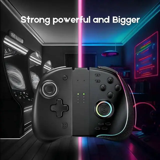 Alt view image 4 of 4 - Programmable RGB Lights Wireless Joy-Pad Game Controller With 6-Axis Gyro Turbo Vibration For Switch/OLED Lite