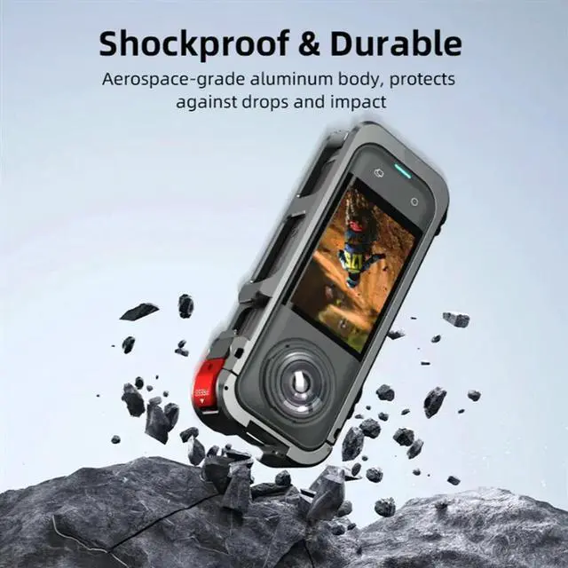 Alt view image 4 of 4 - For X5-Metal Protective Cage Housing Frame, Silicone Lens Cover Mirror& Protective Storage Bag