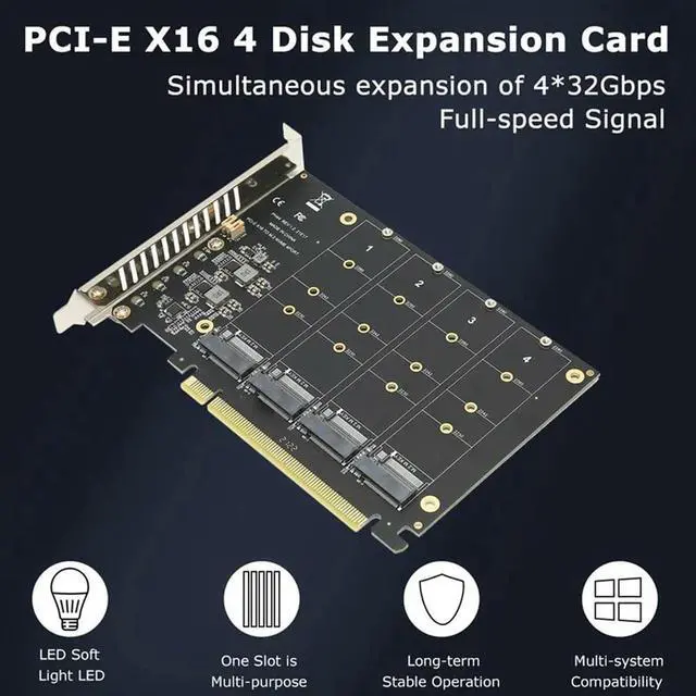 Alt view image 3 of 4 - 4X PH44 NVME 4-Disk Array Card PCIE Split Array Card