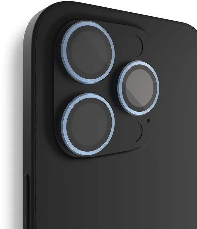 Alt view image 2 of 6 - BodyGuardz Friendly Blue Pure 3 Tempered Glass Camera Protector - iPhone 15 Pro/15 Pro Max