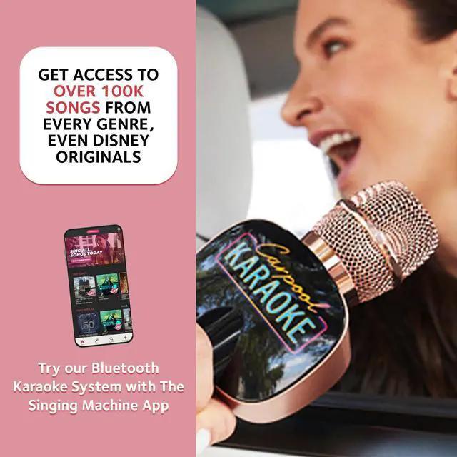 Alt view image 5 of 6 - Carpool Karaoke Machine for Kids & Adults, Carpool Karaoke The Mic 2.0 - Wireless & Bluetooth Karaoke Microphone with Voice Changing Sound Effects as White Elephant Gift - Rose Gold