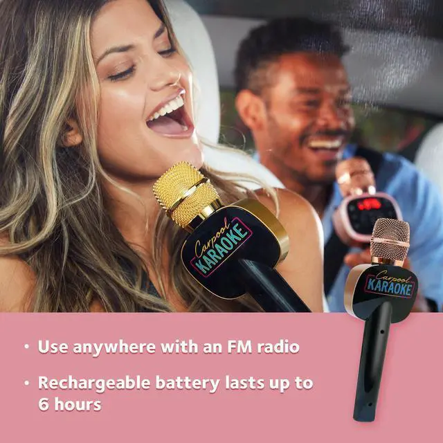 Alt view image 4 of 6 - Carpool Karaoke Machine for Kids & Adults, Carpool Karaoke The Mic 2.0 - Wireless & Bluetooth Karaoke Microphone with Voice Changing Sound Effects as White Elephant Gift - Rose Gold