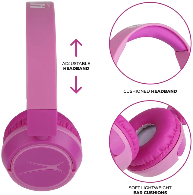 Alt view image 6 of 7 - Kid Safe 2-in-1 Wireless Bluetooth Headphones - Crystal Clear Sound, Safe Volume Limiting, Foldable Design - Enjoy Audio and Protect Your Child's Hearing (Princess Pink)