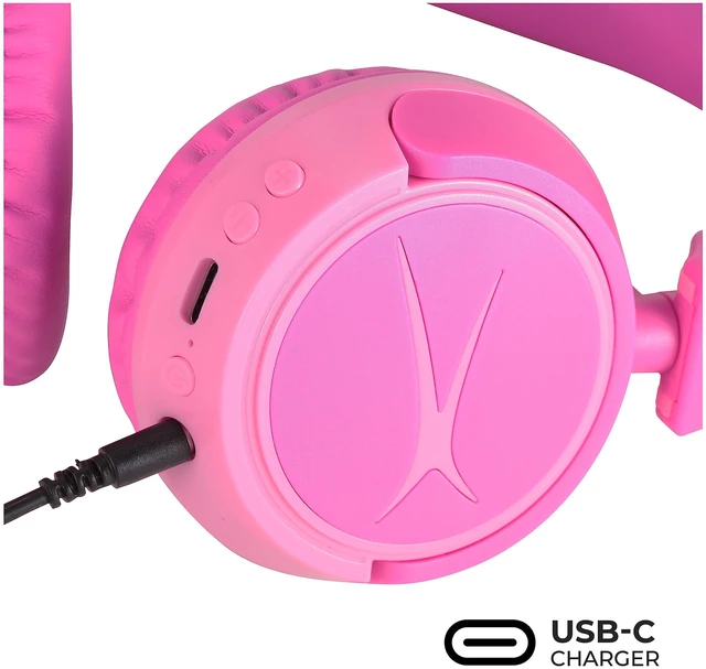 Alt view image 7 of 7 - Kid Safe 2-in-1 Wireless Bluetooth Headphones - Crystal Clear Sound, Safe Volume Limiting, Foldable Design - Enjoy Audio and Protect Your Child's Hearing (Princess Pink)