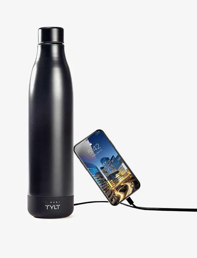 Alt view image 12 of 13 - Tylt All-in-One Water Bottle And Portable Power Bank Connect And Charge +Drink And Recharge Black