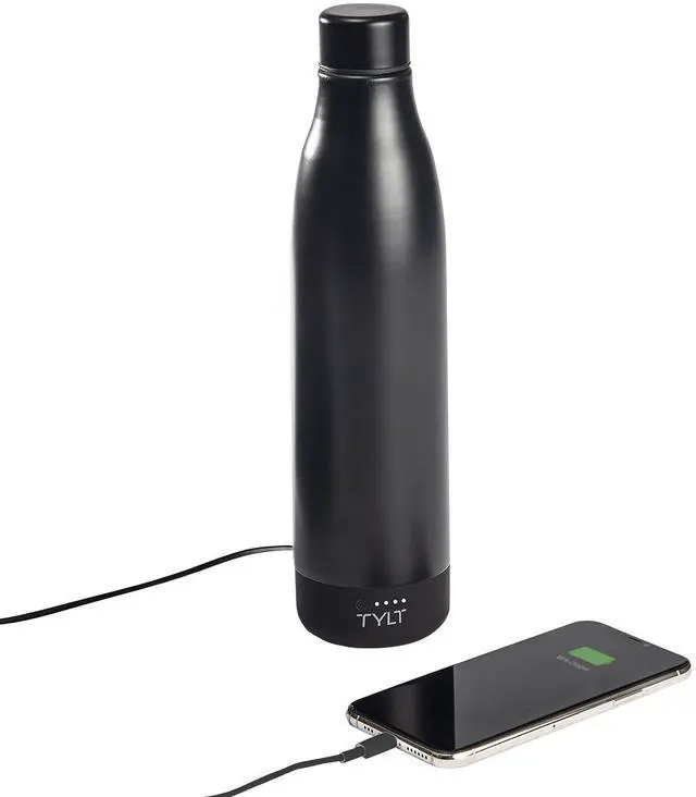 Alt view image 13 of 13 - Tylt All-in-One Water Bottle And Portable Power Bank Connect And Charge +Drink And Recharge Black