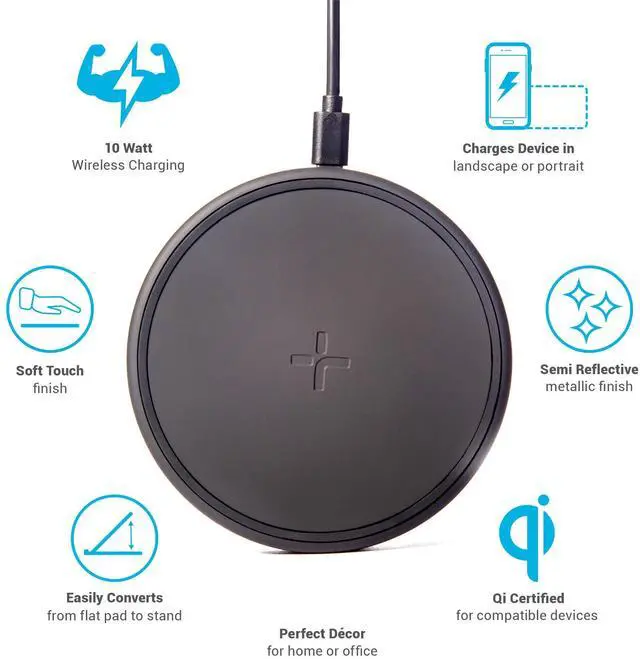 Alt view image 10 of 12 - Tylt Crest Convertible Pad + Stand | Fastest Wireless Charger | Converts From Pad To Stand | Charges Through Most Cases - Color: Black