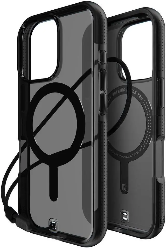 Main image of BodyGuardz Ace Pro Compatible with iPhone 16 Pro Case - Shockproof Cover with 18FT Drop Tested - Compatible with MagSafe - Wireless Charging - Responsive Buttons - Orange/Ombre (Smoke/Black)